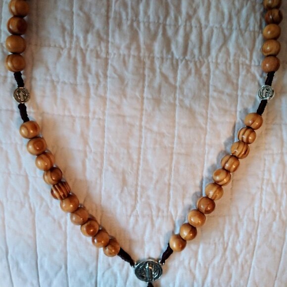 Leinuosen Handmade Wooden Rosary Beads Jesus Crucifix 19"Long, Kids- Men-Woman - Picture 7 of 7